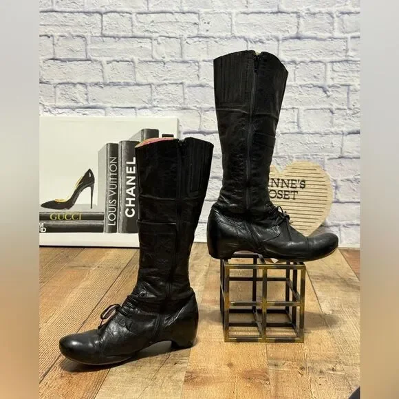 Vintage Prophecy Heeled Leather Boots Goth Steampunk Victorian black